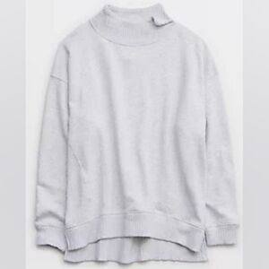 🆕️NWT Aerie Down-to-Earth Oversized Mockneck Sweatshirt in 'Light Heather Gray'